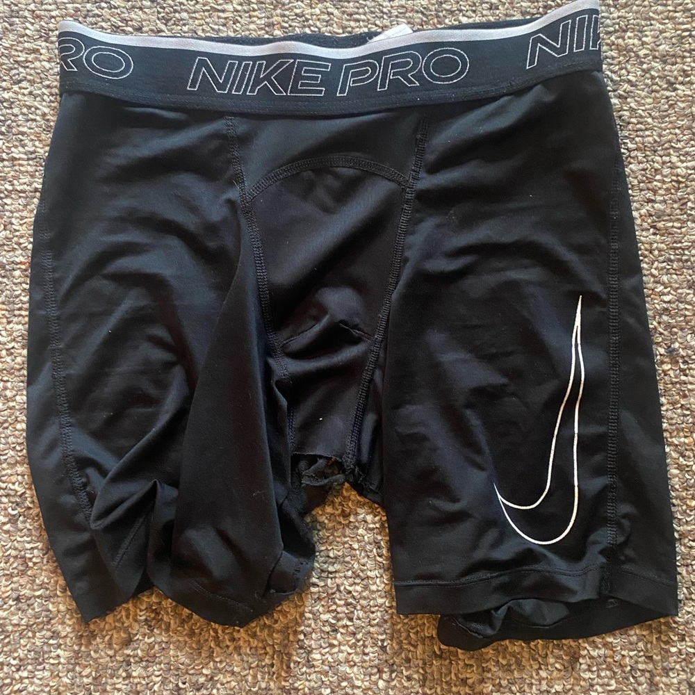 Nike Pro Black Compression Shorts with White Logo